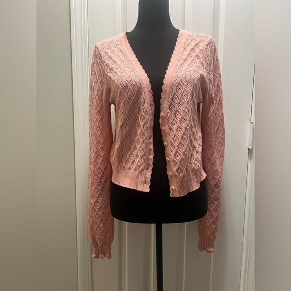 Love Shack Fancy Janie Cropped Cardigan in Tuscan Rose Size Large - Picture 1 of 4
